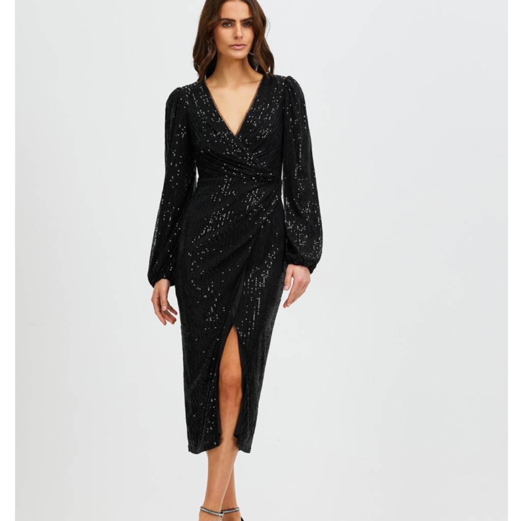 Bariano Mariah Long Sleeve Midi Dress